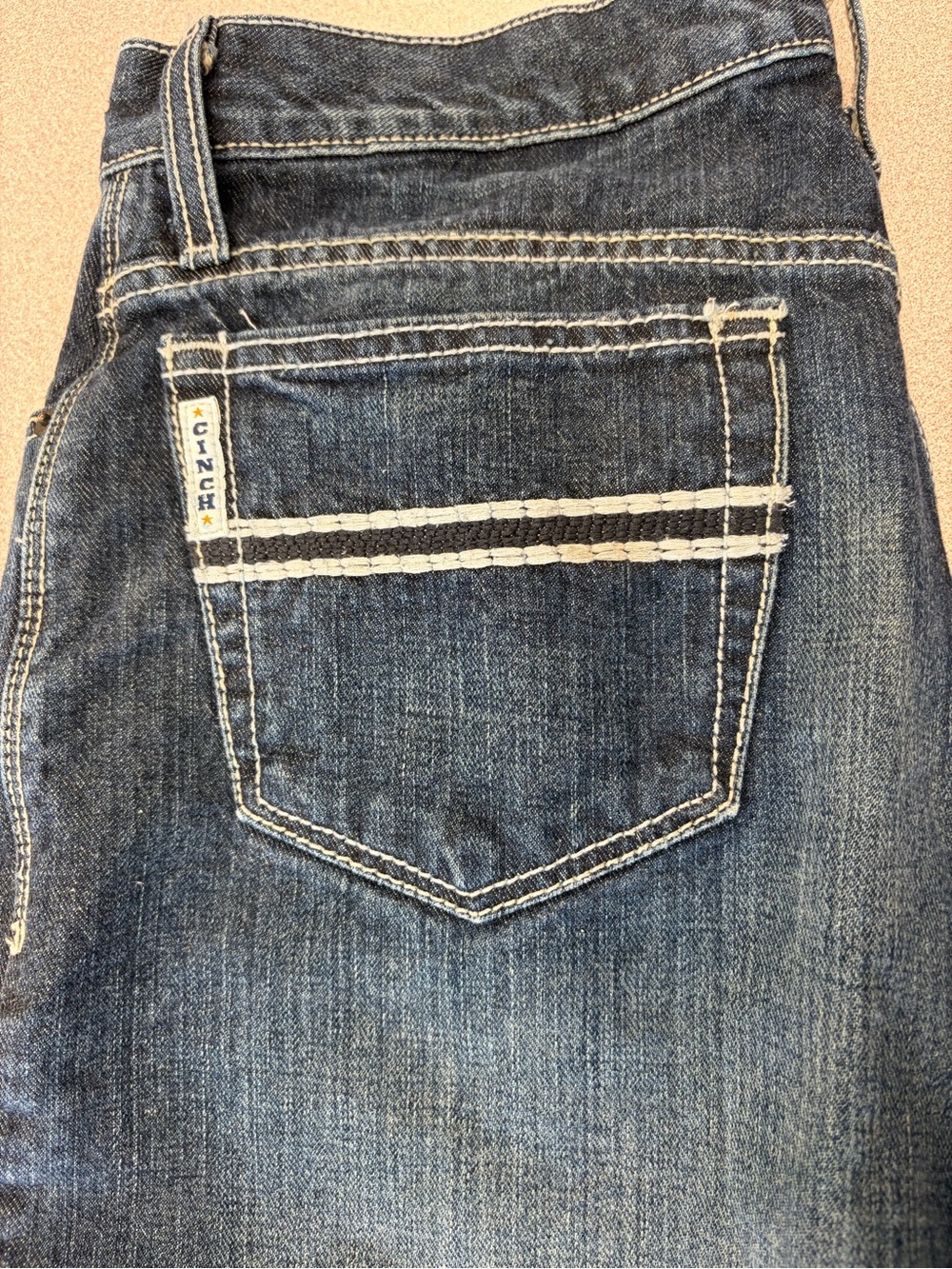 Cinch Men’s Blue Denim Jeans with Contrast Stitching